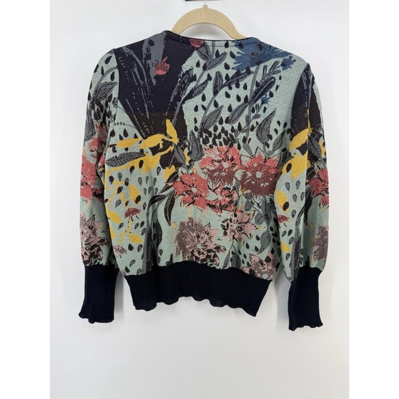 Aldomartins Anthropologie Ace Floral V Neck Sweater M petite wool blend NWT - Picture 5 of 11